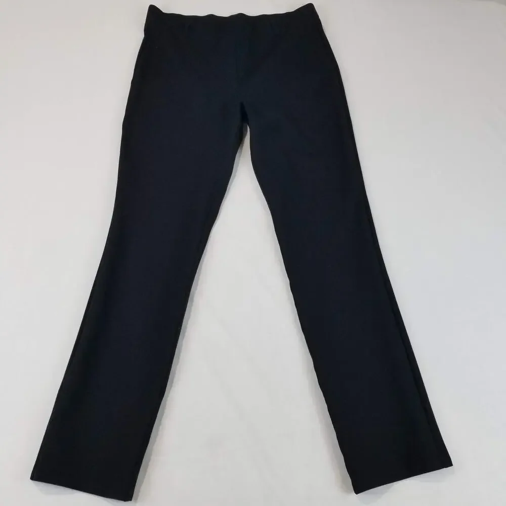 2 PC Quince Pants Womens Large Tall Black Navy Ultra-Stretch Ponte Straight Leg